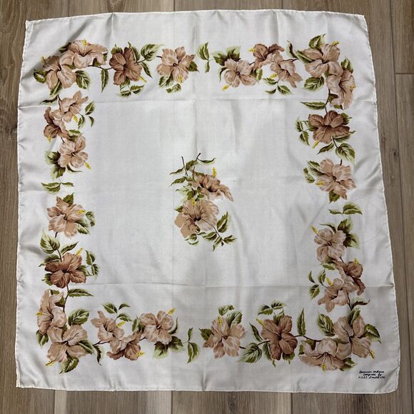 Vintage Bermuda Hibiscus Silk Scarf  H. A. & E. Smith - Picture 1 of 4